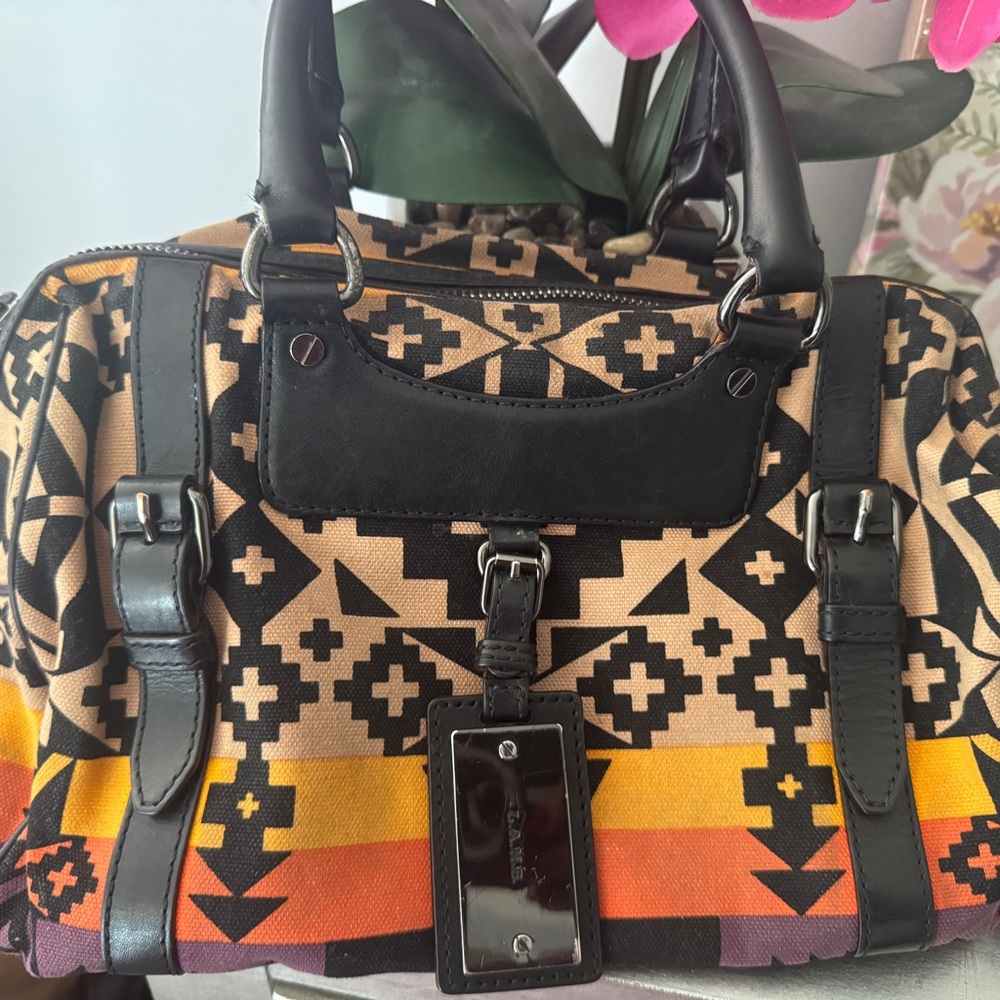 L.A.M.B. Black and Orange Geometric Satchel